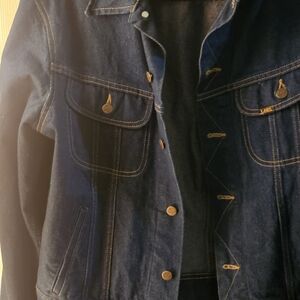 Lee Dark Blue Denim Jacket with Tan Stitching